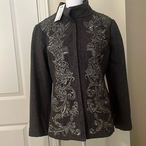 Chico’s Wool-Blend Embellished Jacket Size 1. NWT.